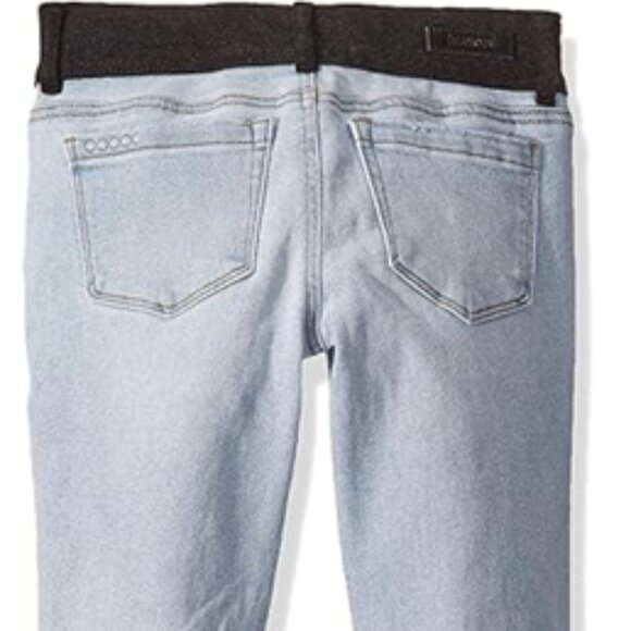 NEW [BLANKNYC] The Mini Reade Skinny Colorblock Band Jeans Pants Aquarius 2 tone - Picture 3 of 4